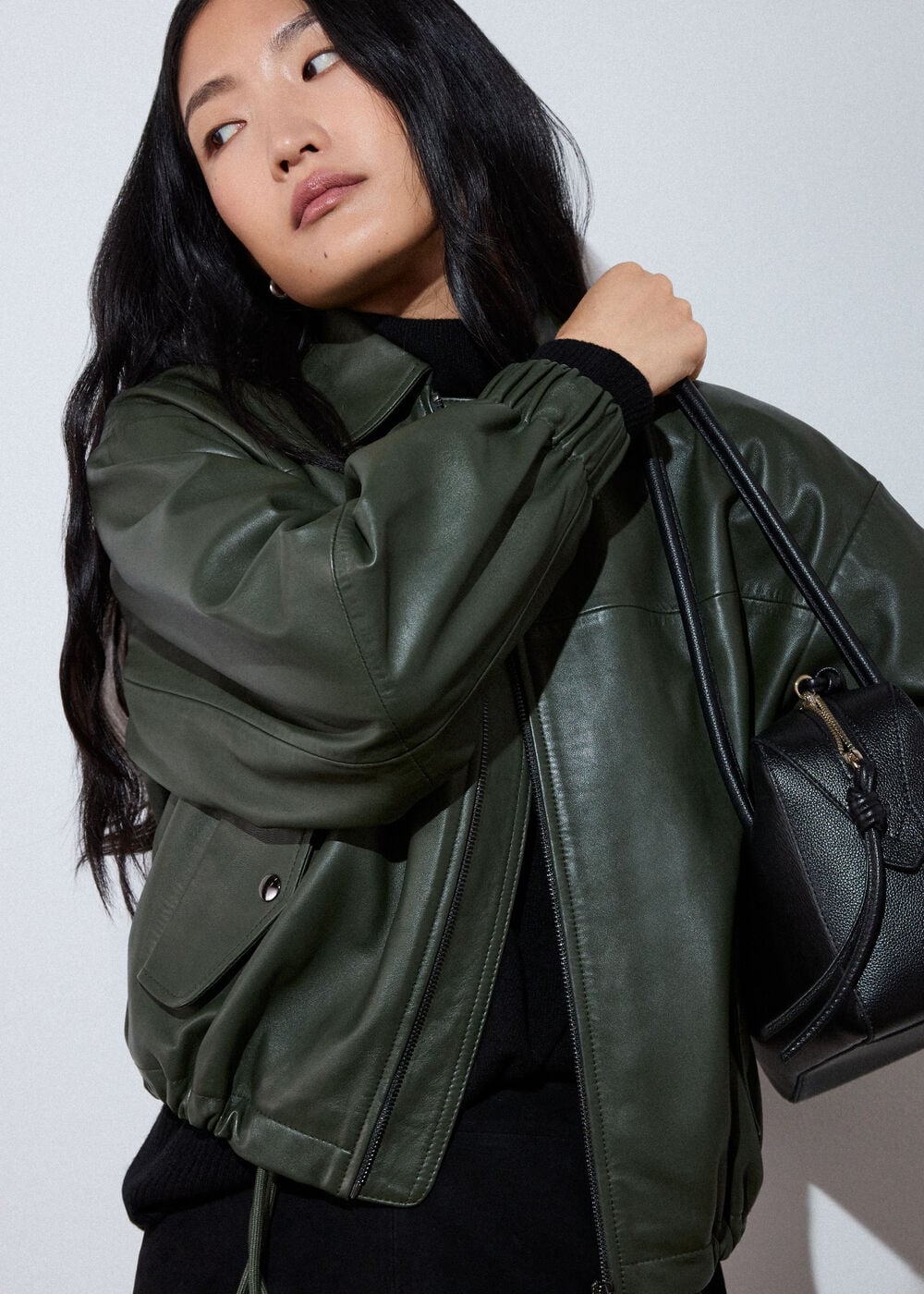 Frida Leather Bomber Jacket