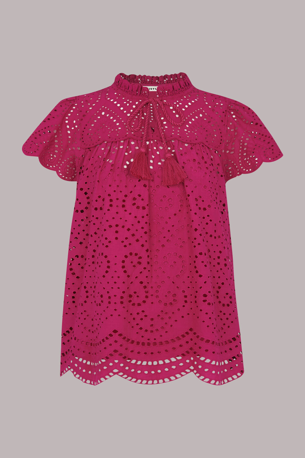 Bonnie Broderie Blouse Pink