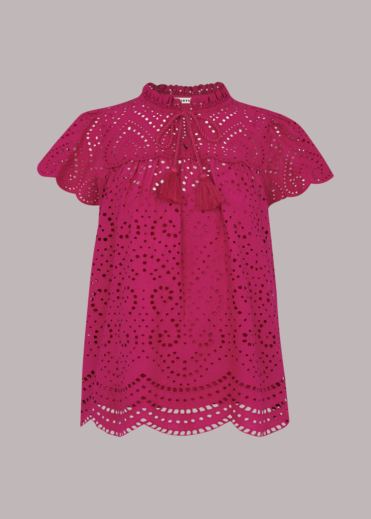 Bonnie Broderie Blouse Pink