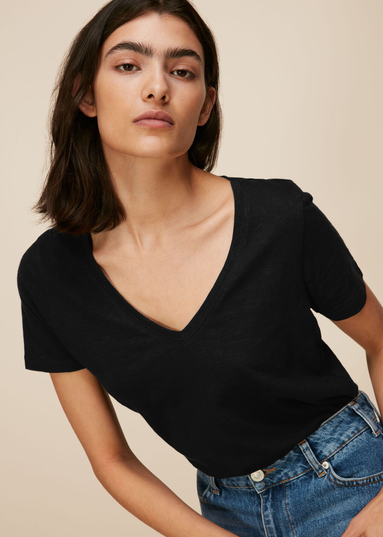 Sophie V Neck Cotton Tshirt