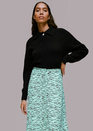 Tiger Print Button Front Skirt