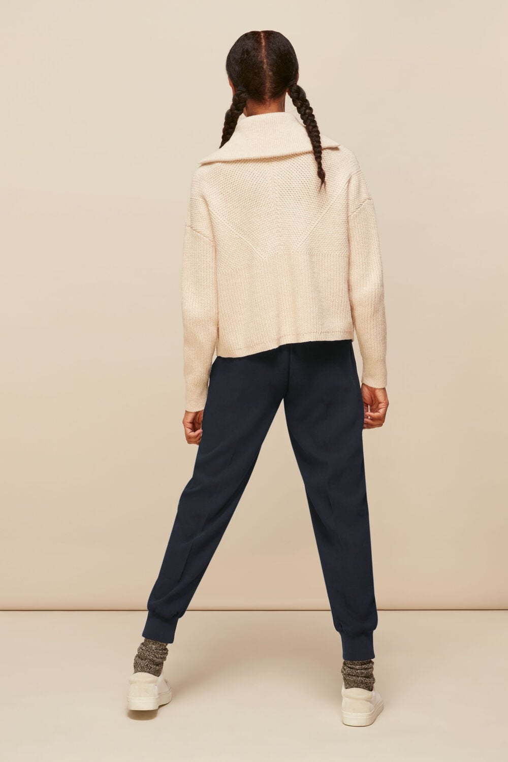 Rib Cuffed Crepe Jogger
