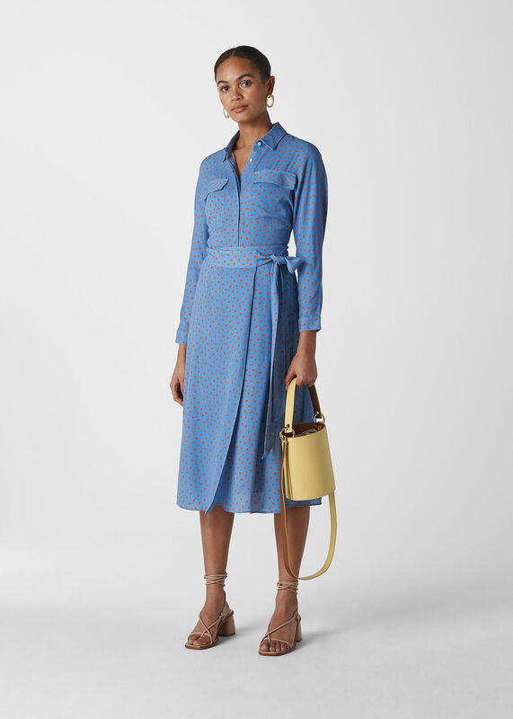 Blue Abstract Spot Wrap Kilt