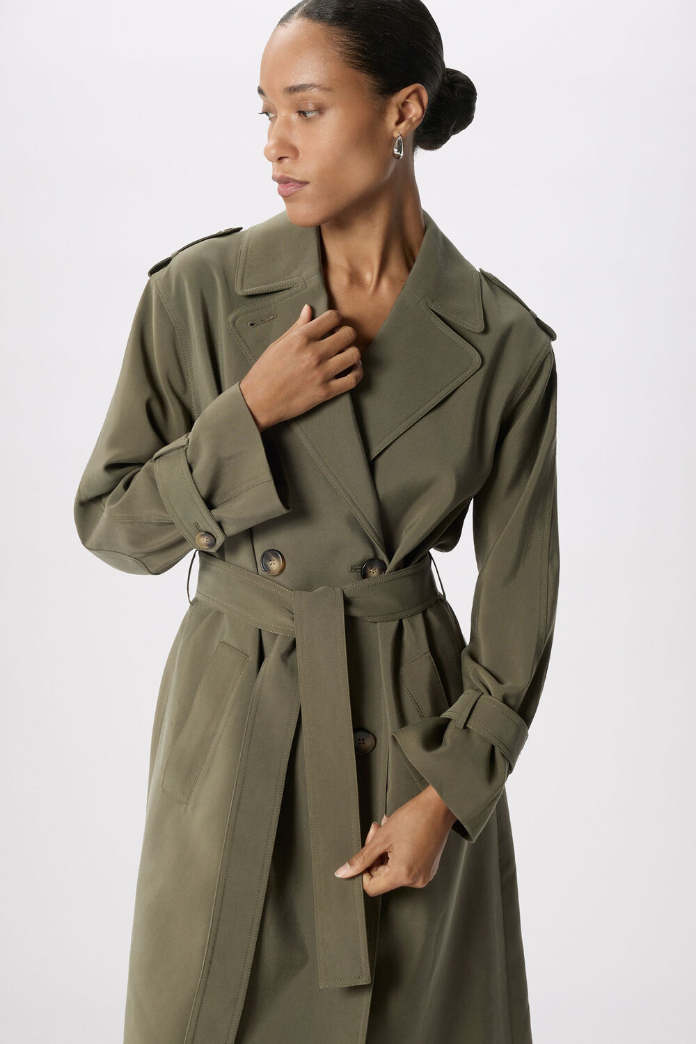 Khaki Petite Riley Trench Coat