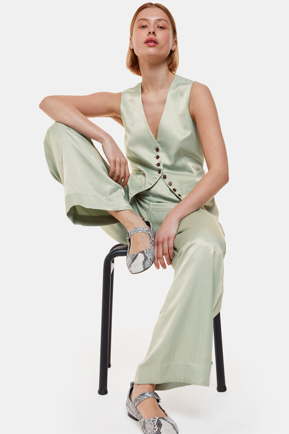 Sage Green Rita Luxe Elasticated Trouser