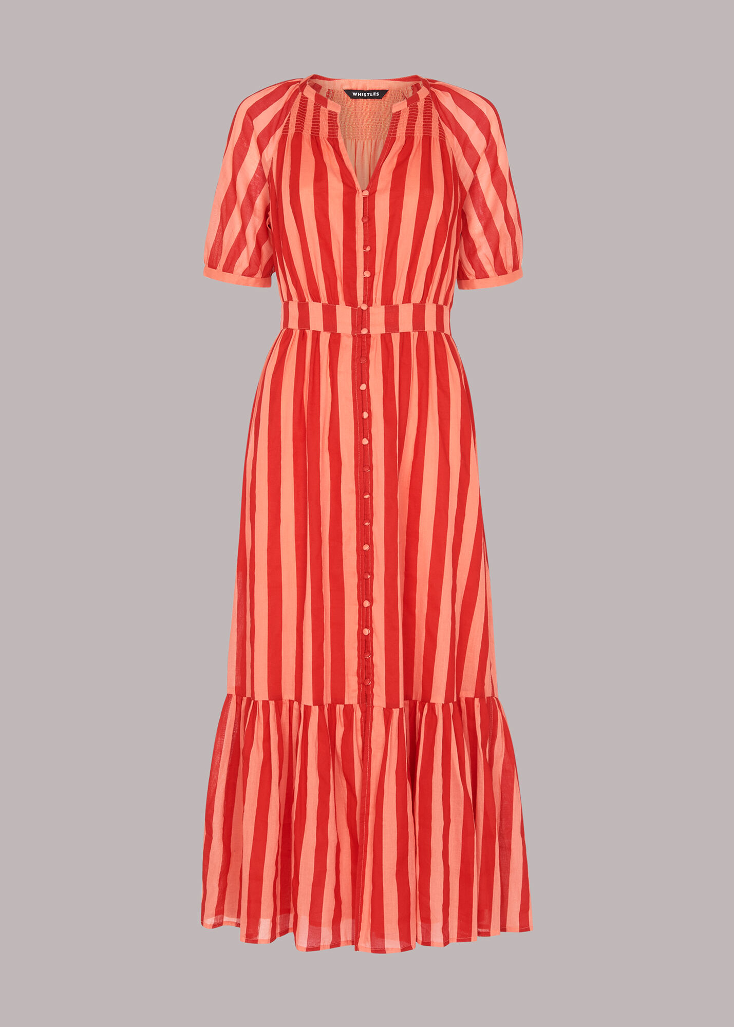 Red/Multi Tori Stripe Cotton Voile Dress WHISTLES