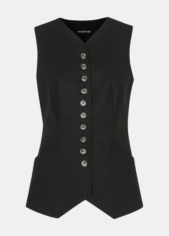 Black Lindsey Linen Blend Waistcoat