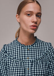 Gingham Frill Detail Top