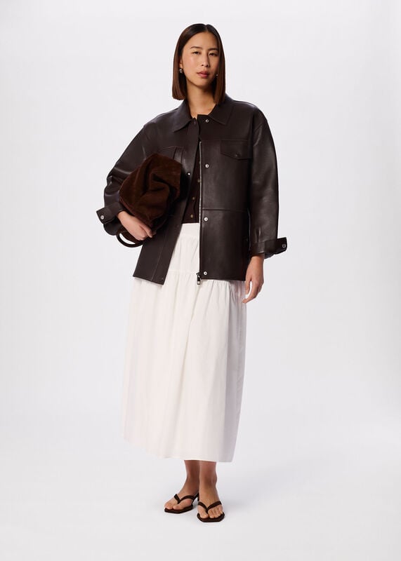 Brown Petite Clean Bonded Leather Jacket