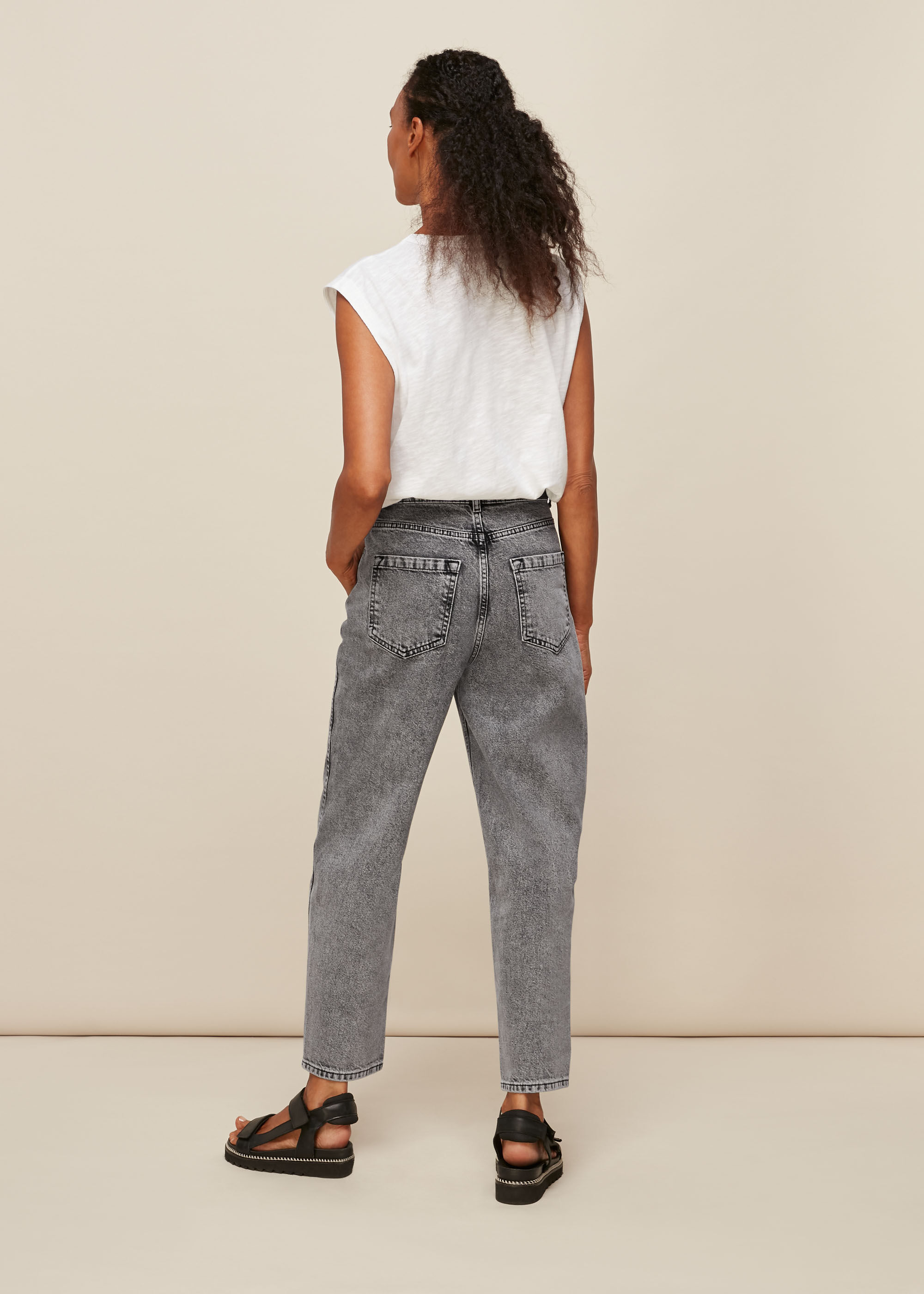Black Acid Acid Wash Barrel Leg Jean 
