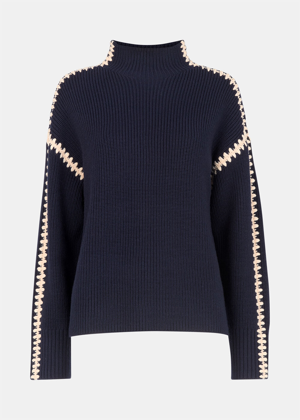 Blanket Stitch Wool Mix Knit