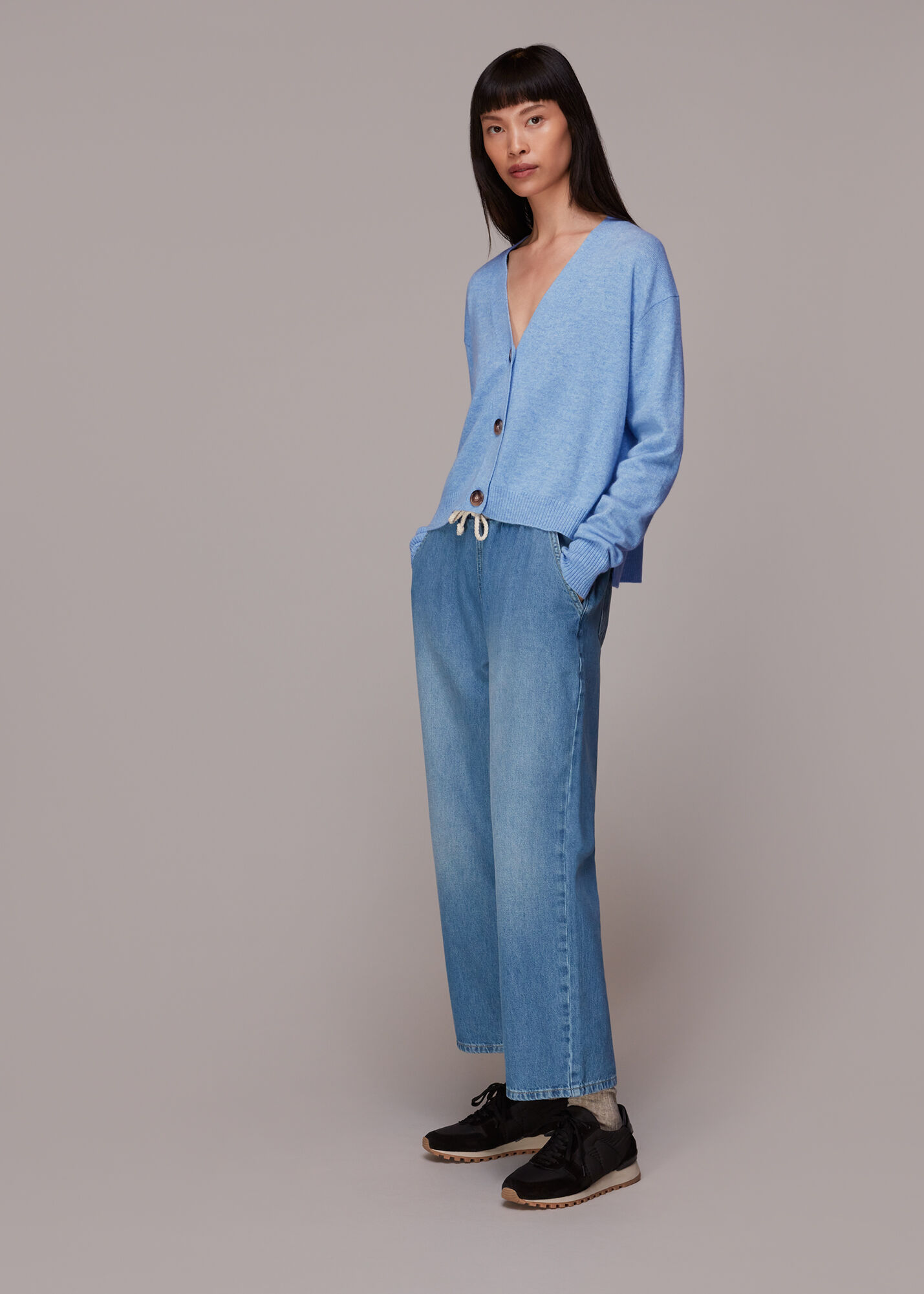 Cashmere cardigan blue discount