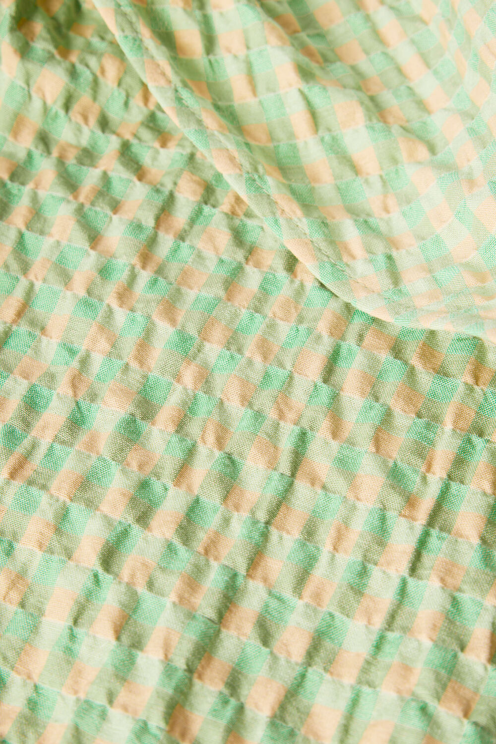 Green Check V Neck Asymmetric Dress