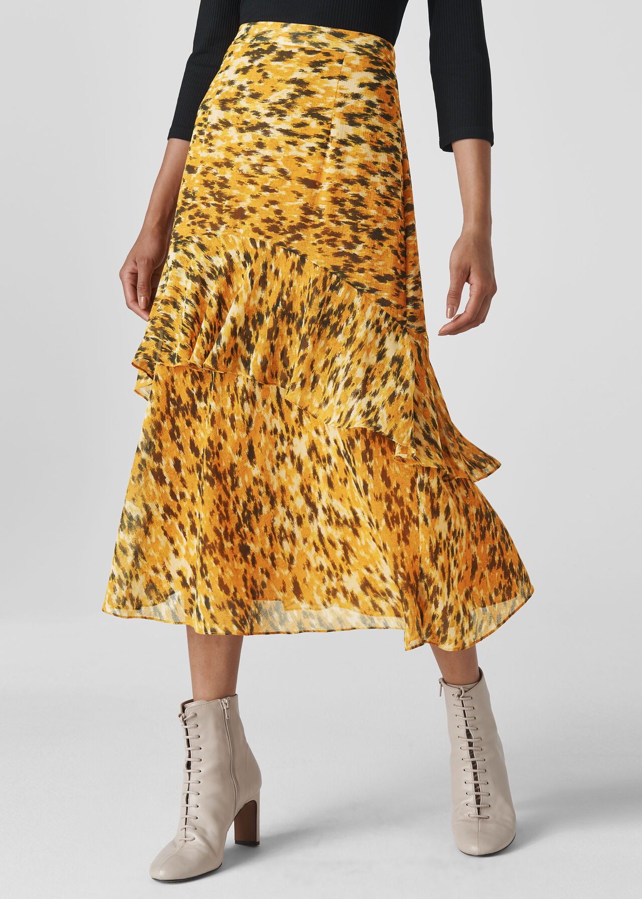 Ikat Animal Midi Skirt Yellow/Multi