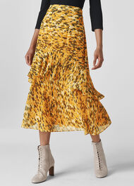 Ikat Animal Midi Skirt Yellow/Multi