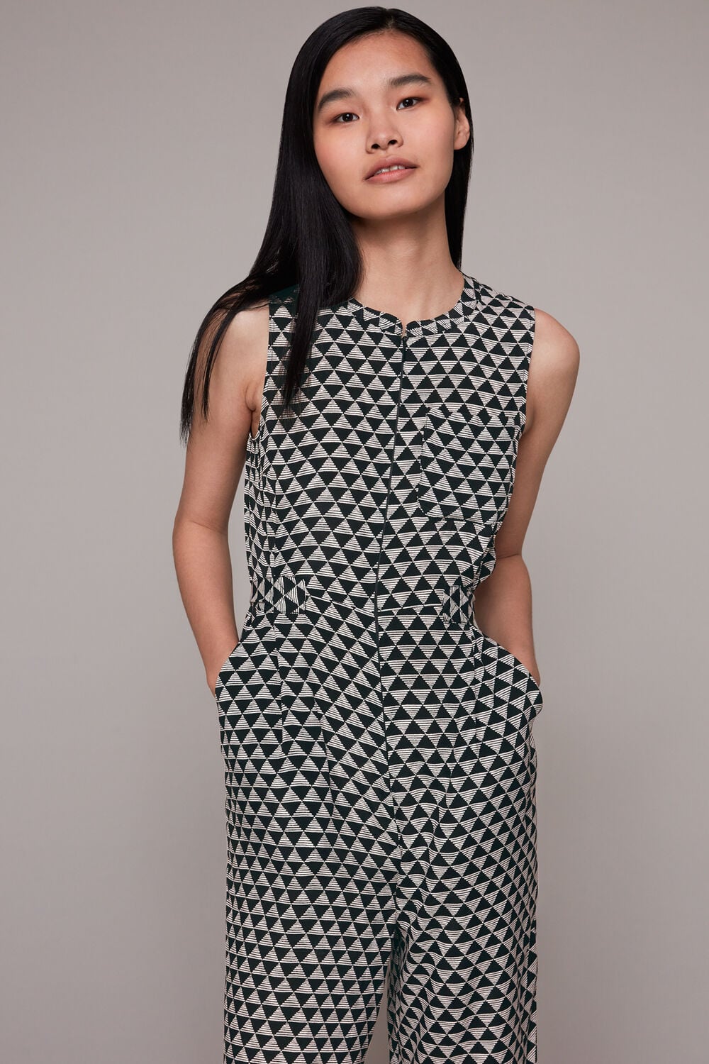 Black Triangle Checkerboard Jumpsuit