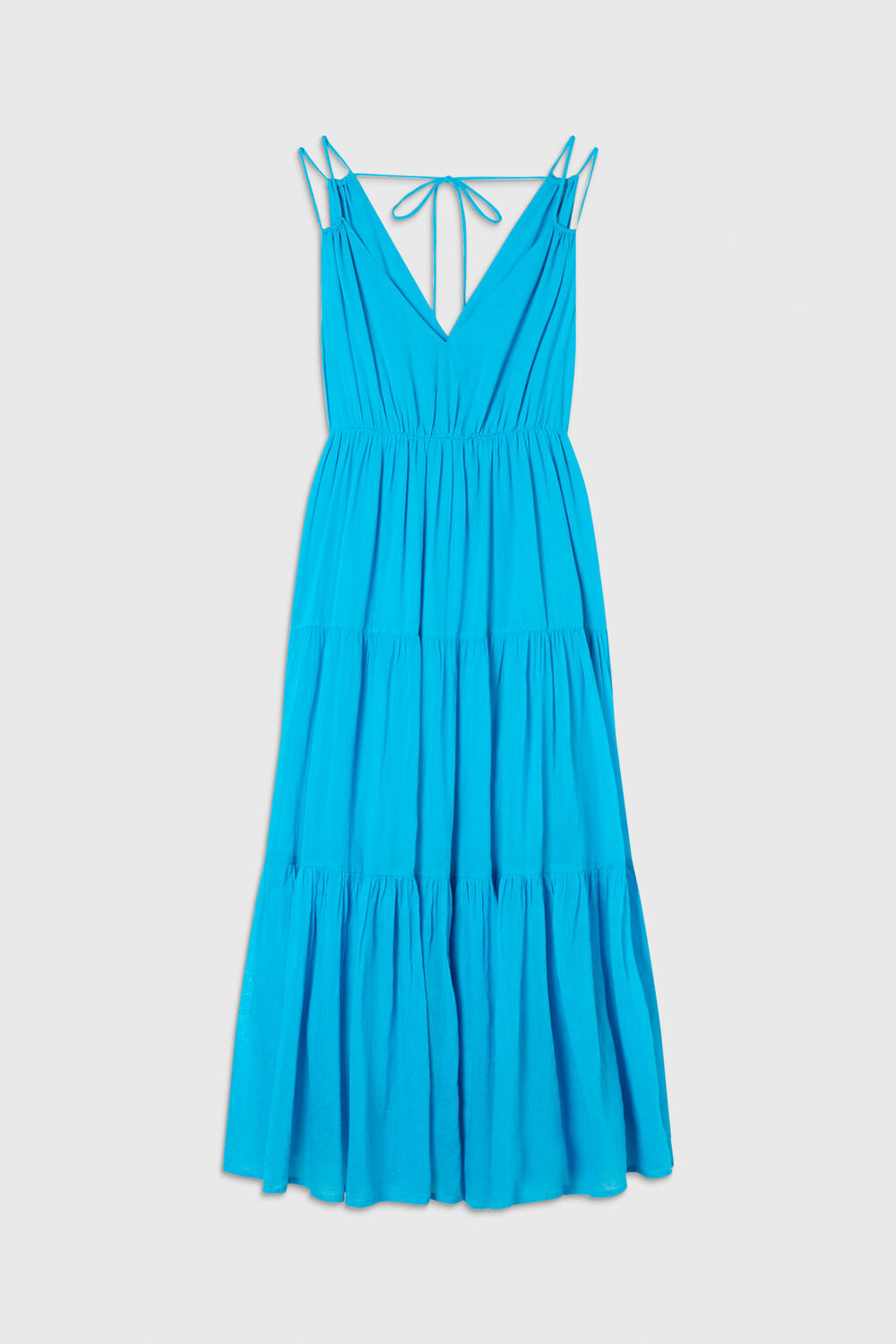 Turquoise Petite Cotton Maxi V Neck Sundress