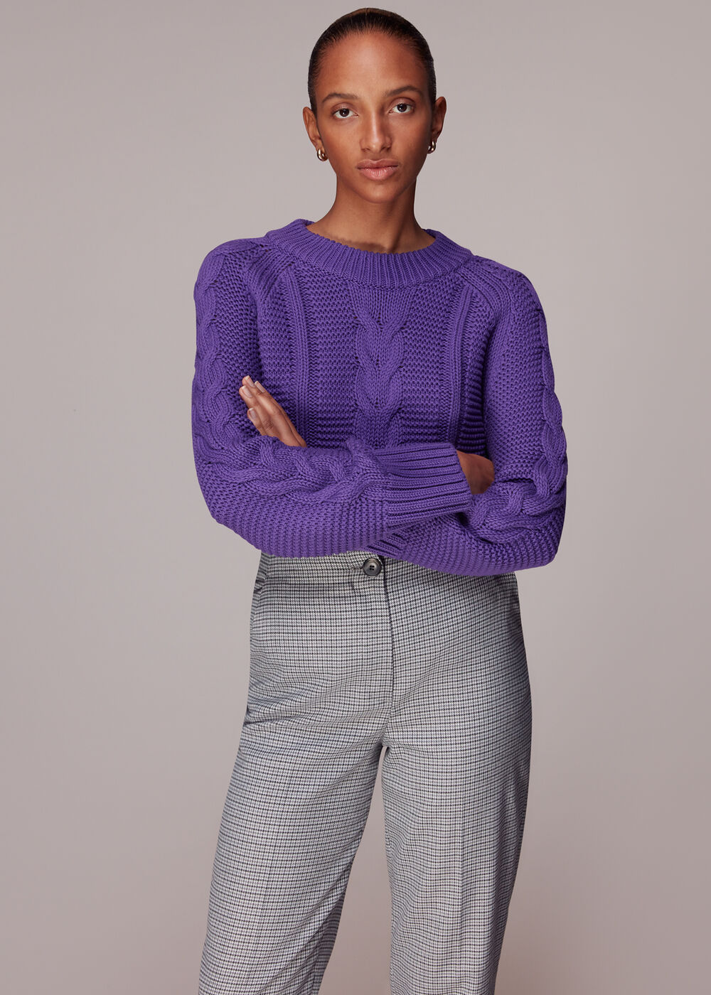 Lila Check Trouser