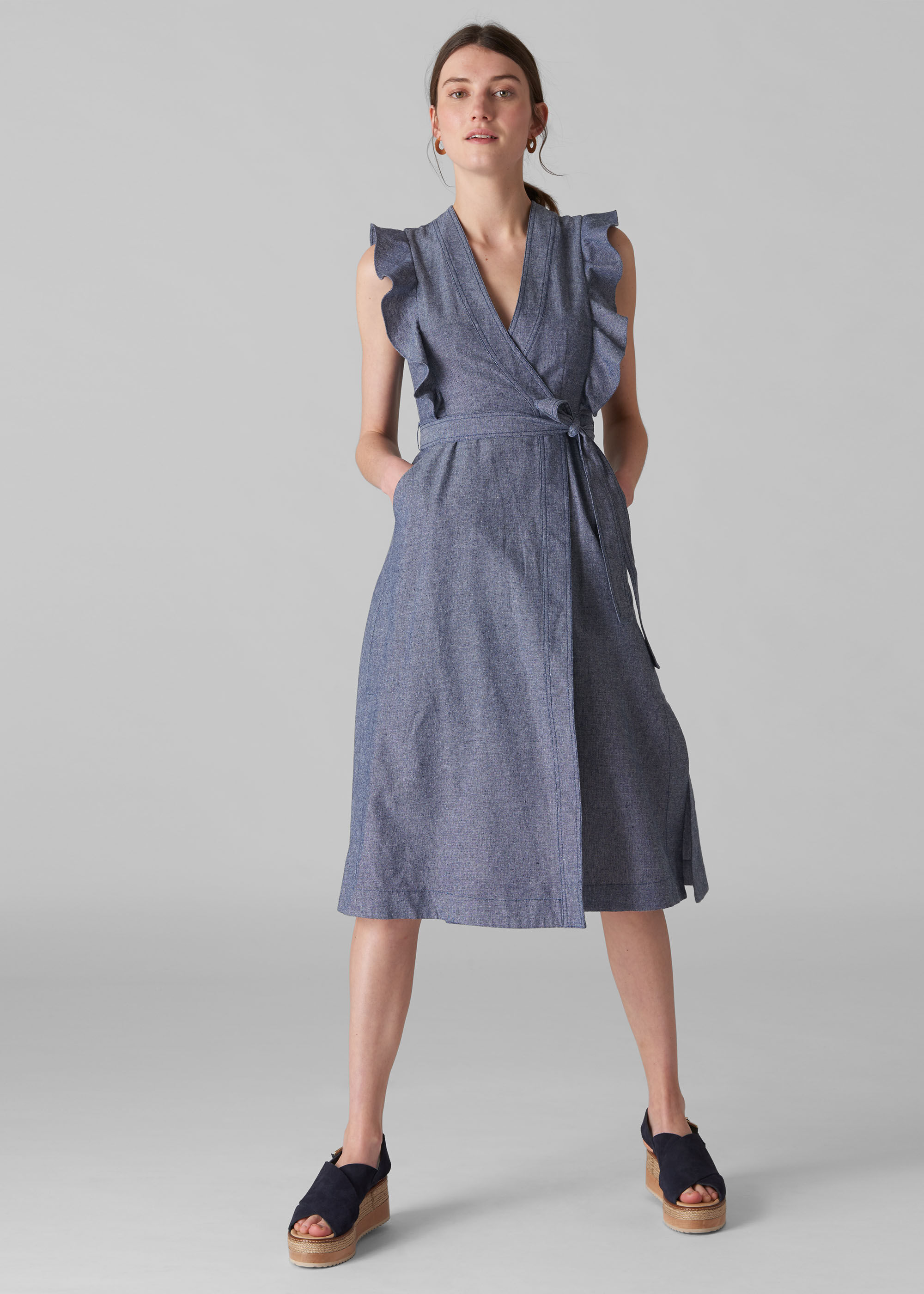 denim wrap dress