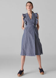 Misha Chambray Wrap Dress Denim