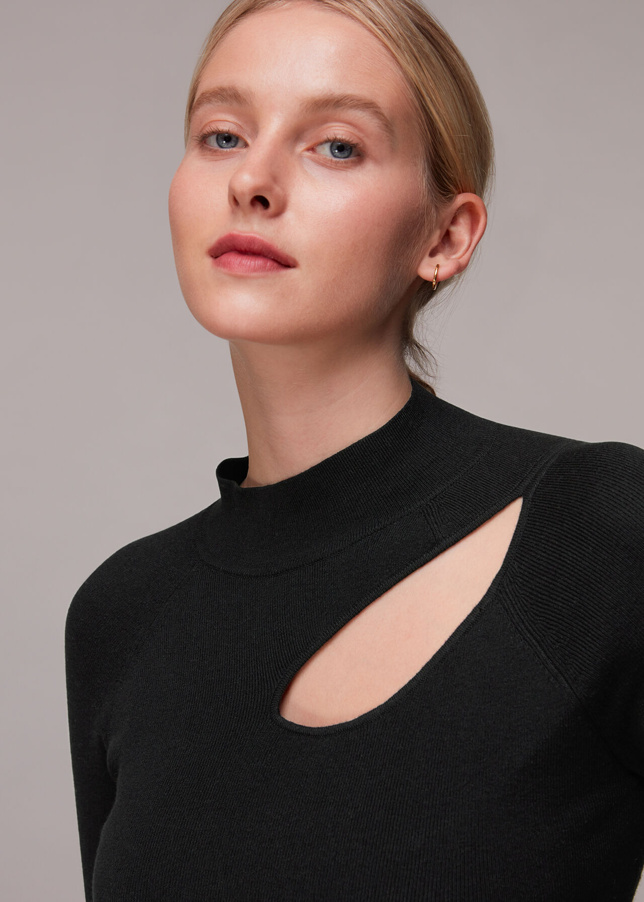 Black Asymmetric Cut Out Knit | WHISTLES