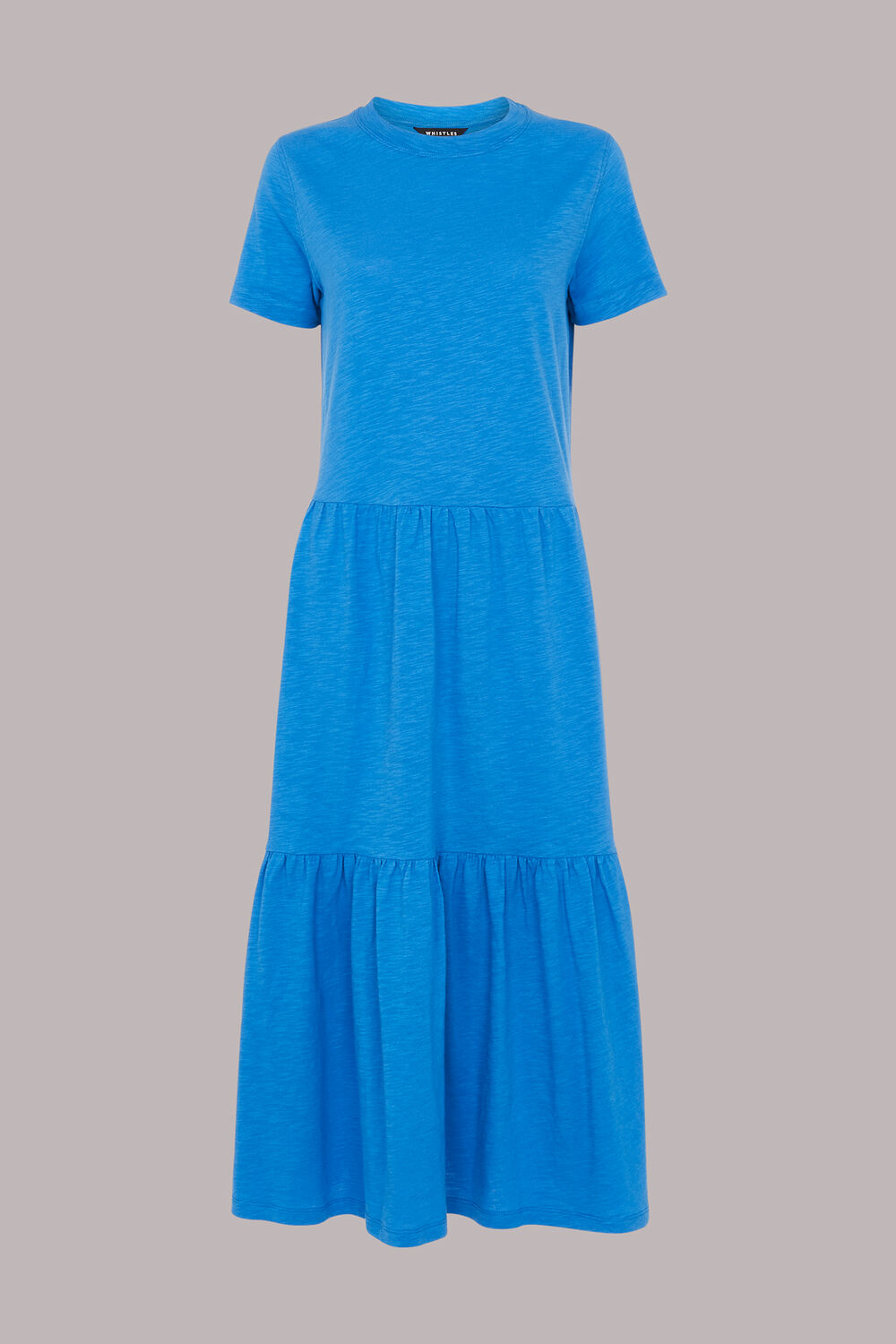 Blue Tiered Jersey Midi Dress