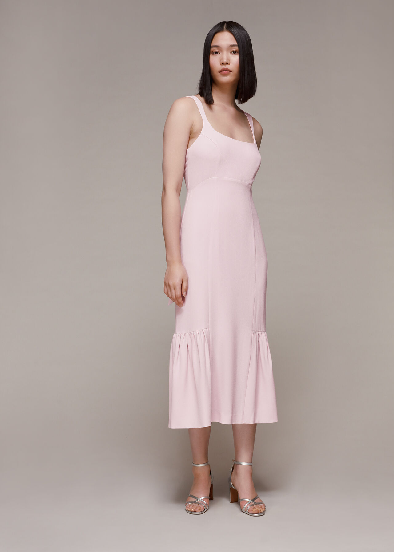 Pale Pink Sarah Tie Detail Dress | WHISTLES | Whistles