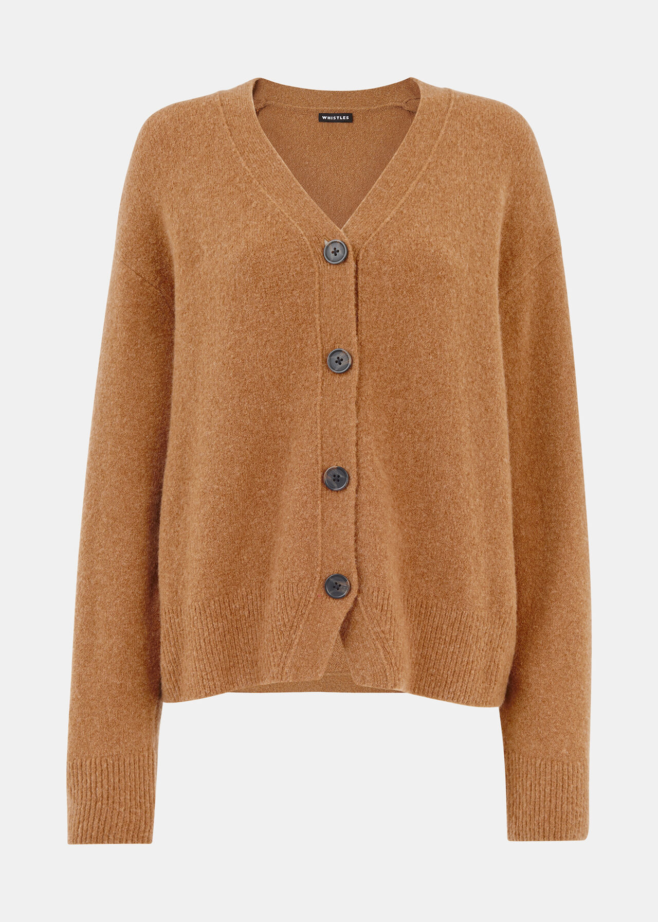 Camel Textured Wool Mix Cardigan | WHISTLES