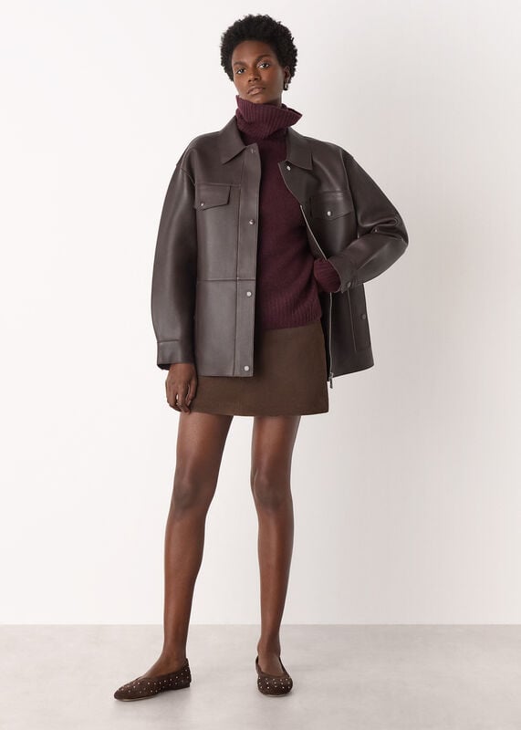 Burgundy Roll Neck Wool Mix Jumper