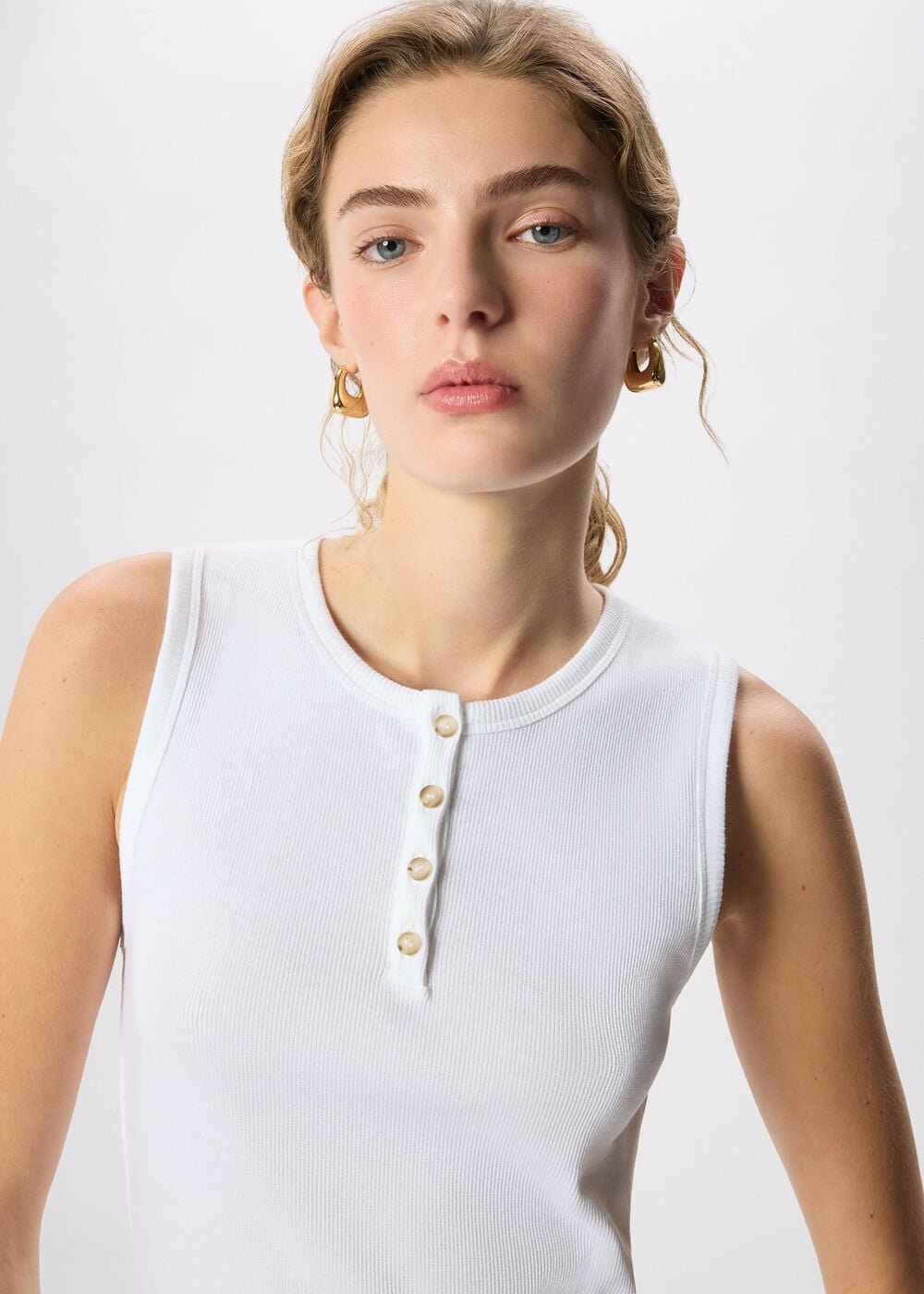 Henley Button Front Tank