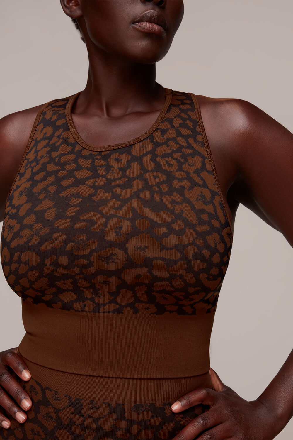 Brown Animal Seamless Sports Bra