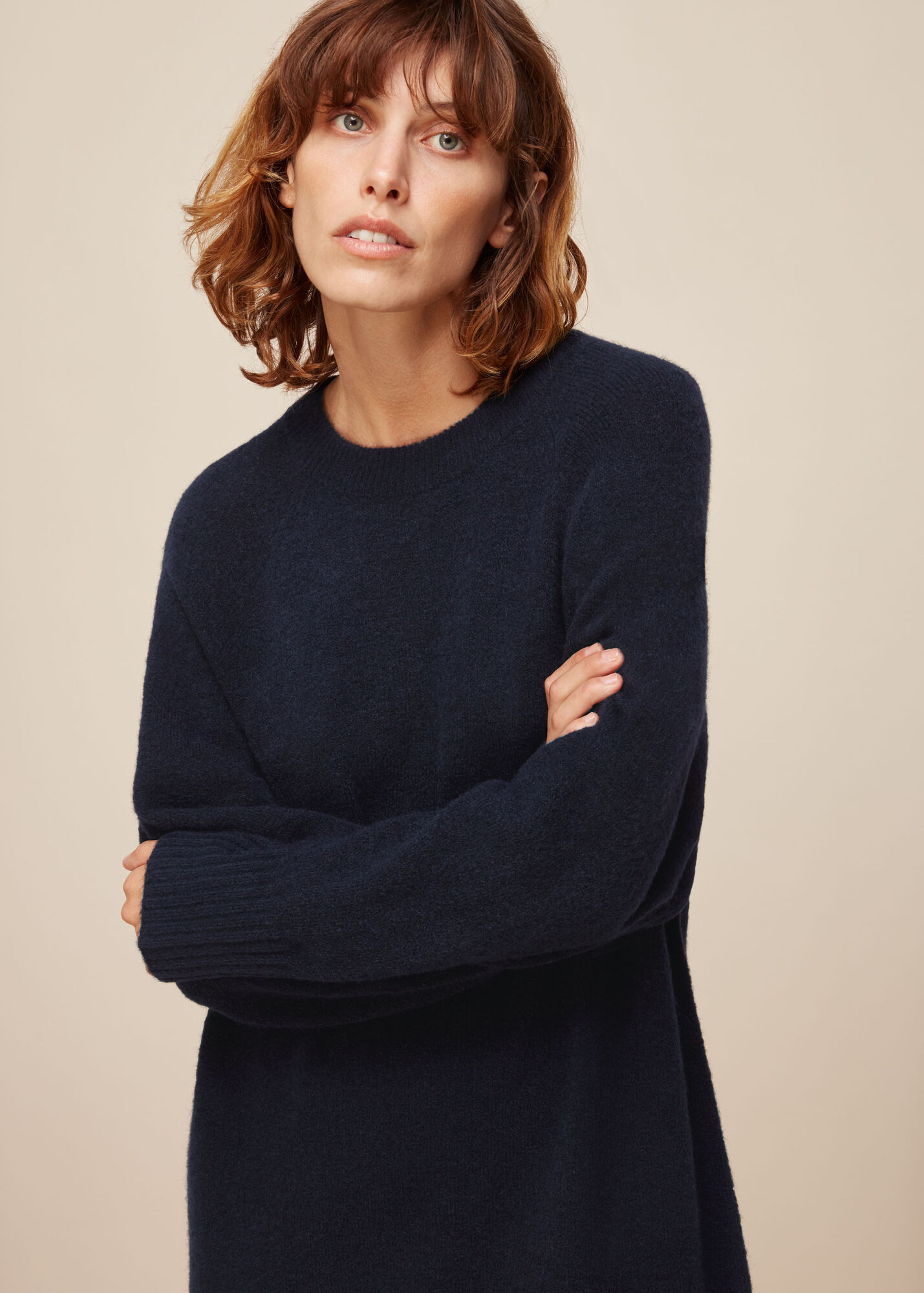 Navy Midi Length Knit Dress WHISTLES