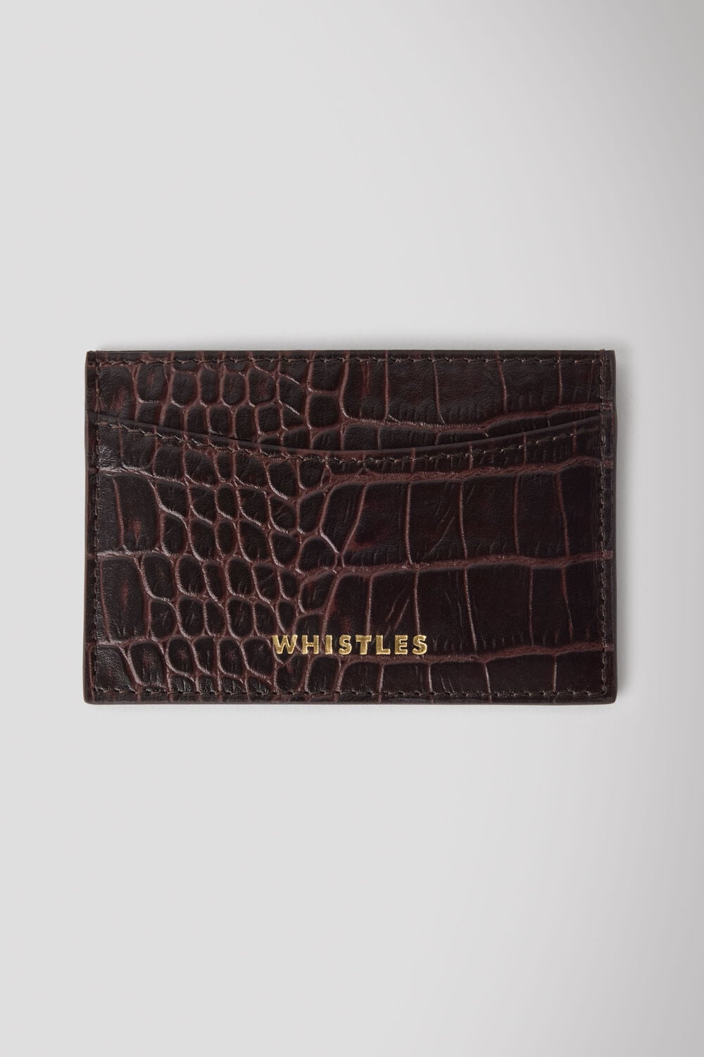 Brown Shiny Croc Leather Card Holder