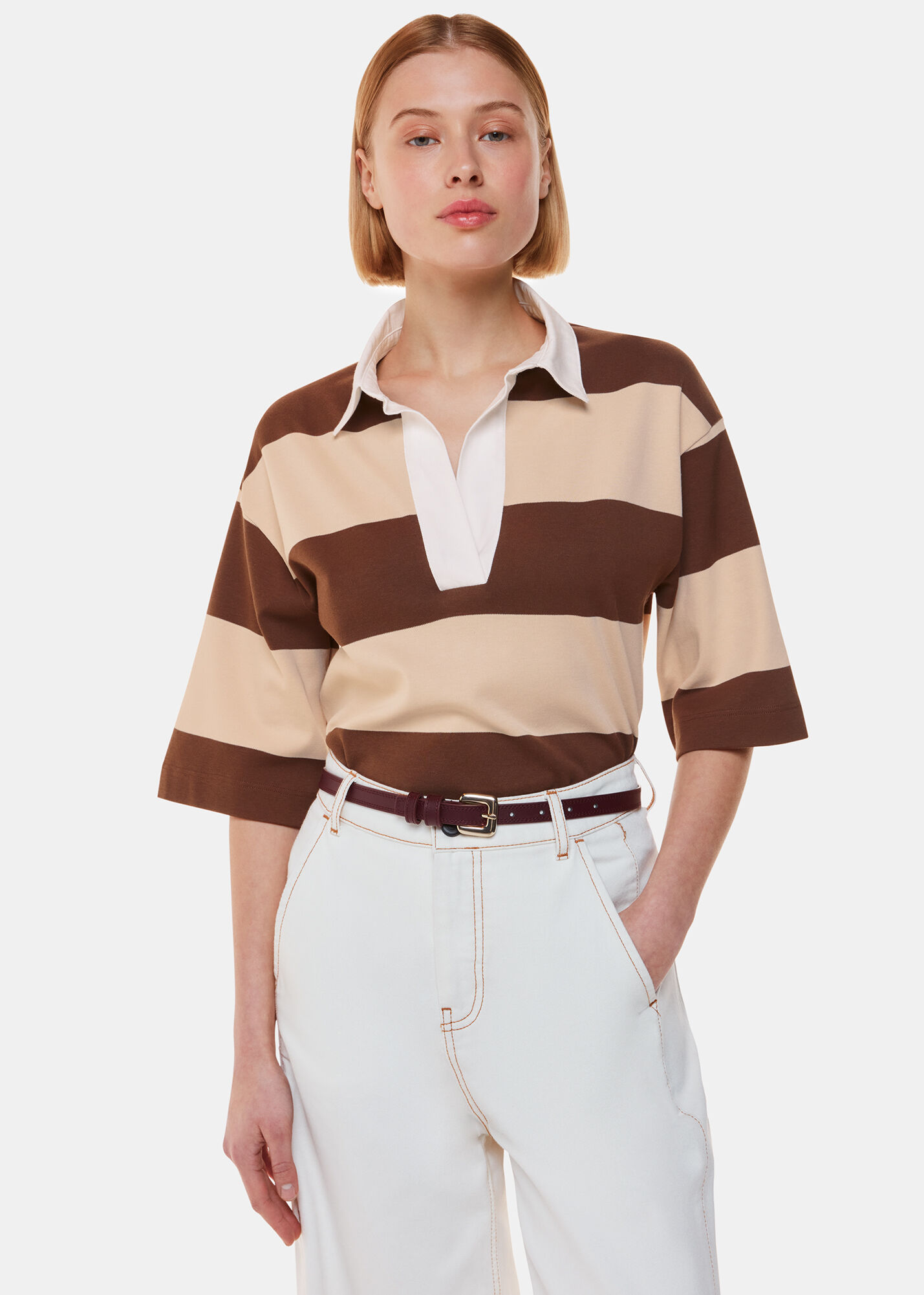 Multicolour Stripe Rugby T-Shirt | WHISTLES | Whistles UK |