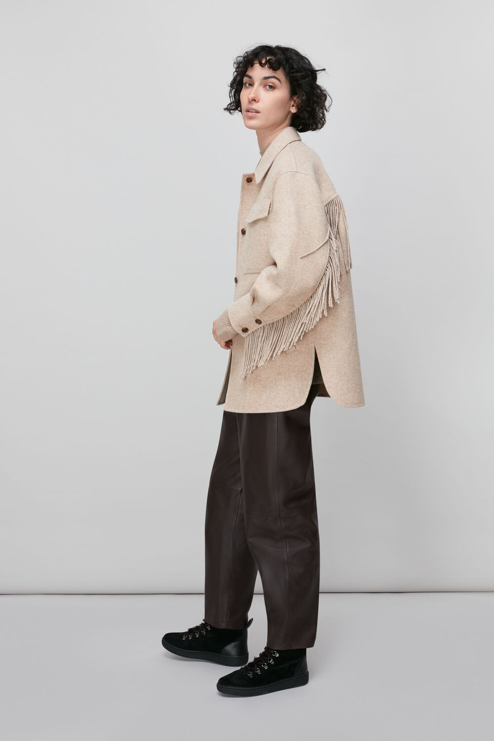 Fringe Detail Wool Overshirt
