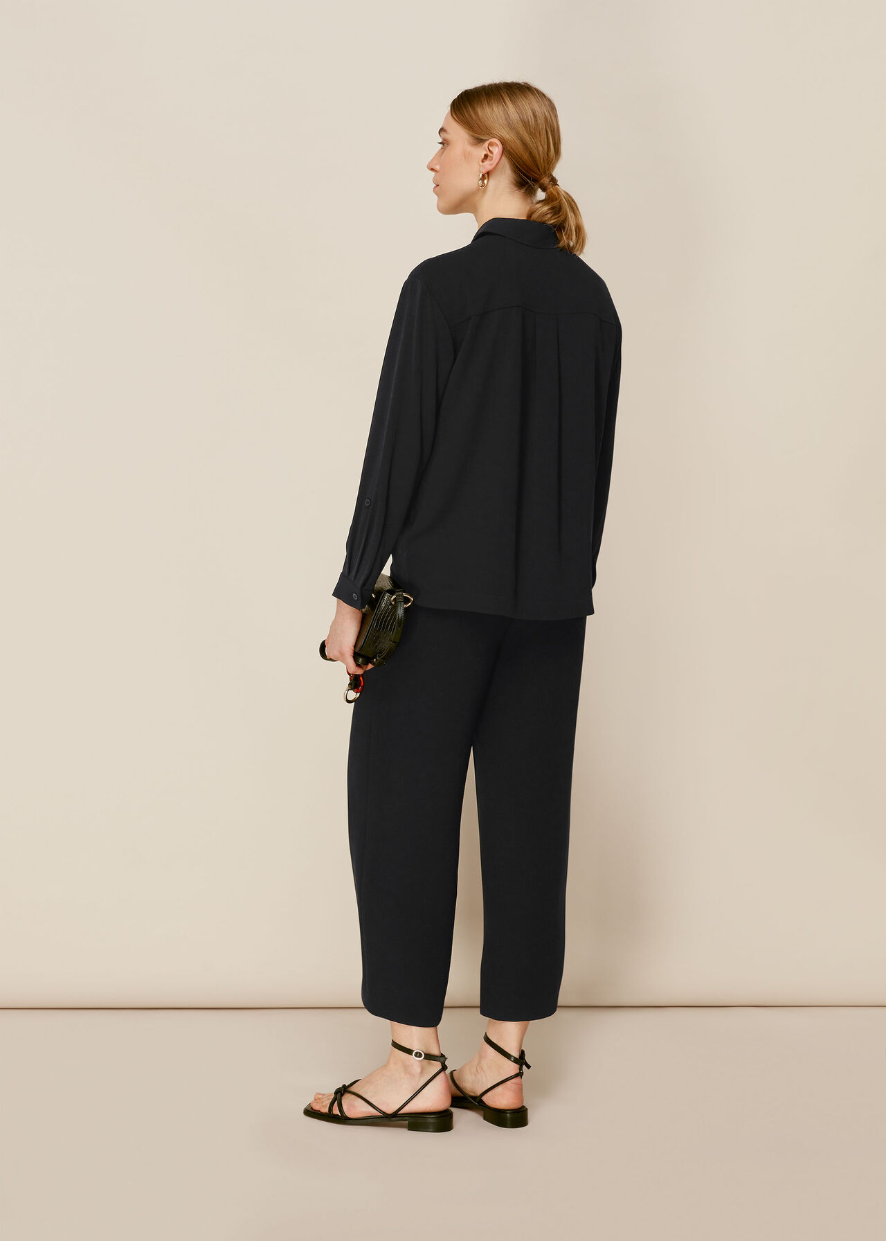 Textured Pocket Blouse Black