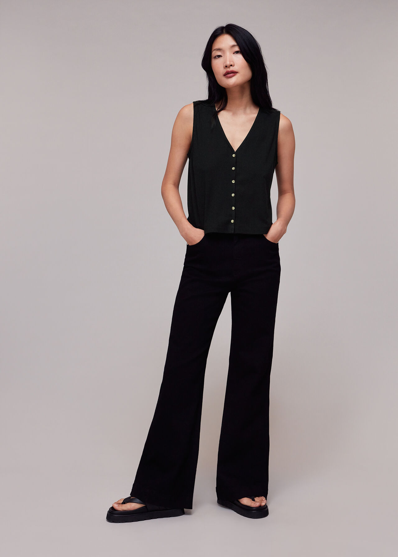 Button Front Rib Tank