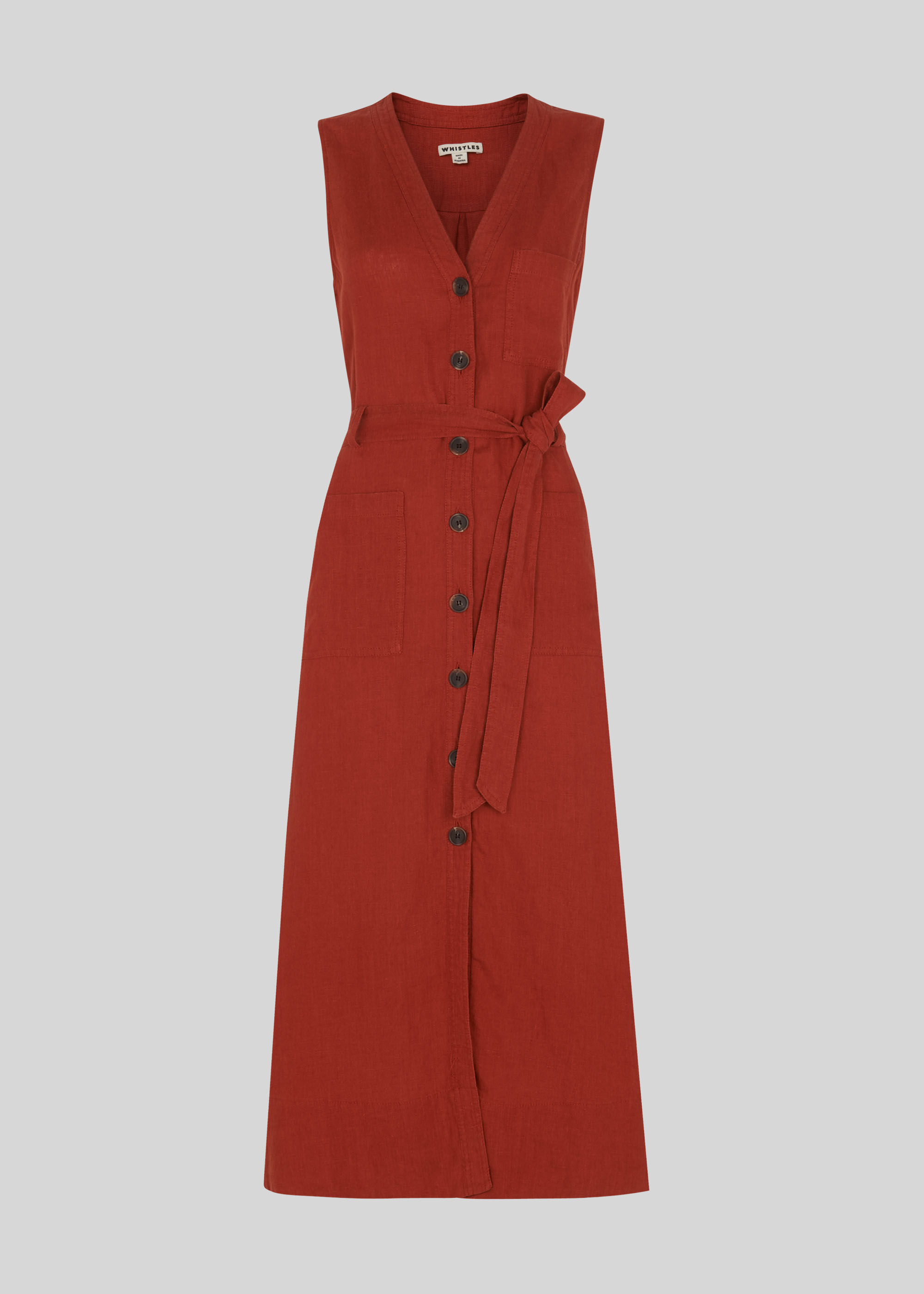Rust Cody Linen Button Dress