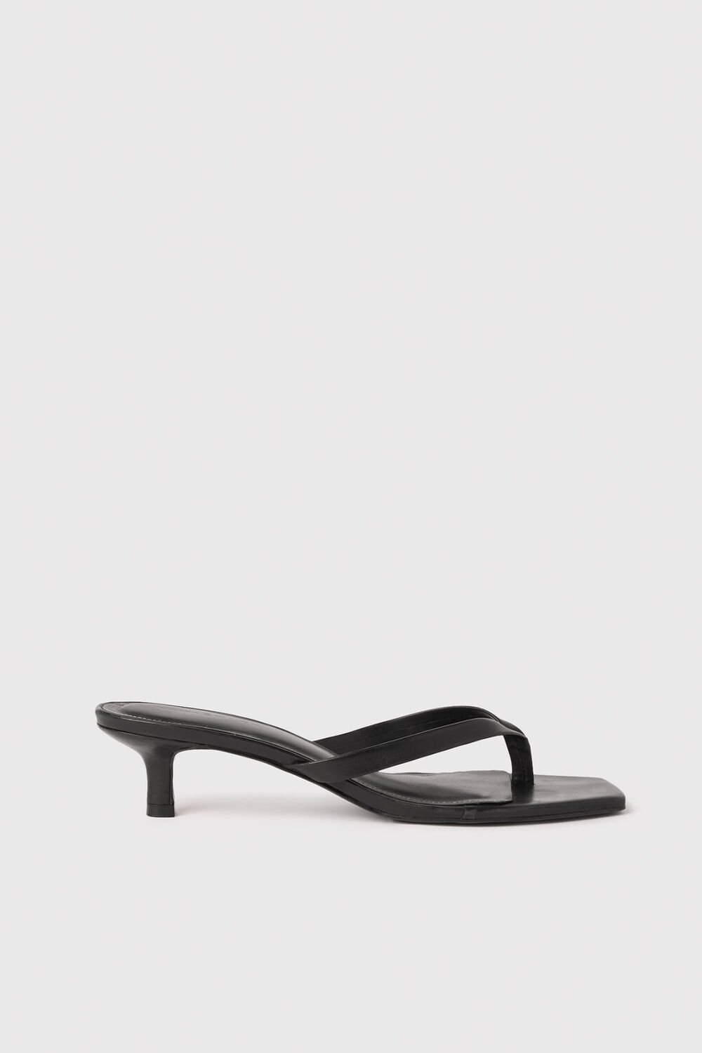 Black Toe Post Kitten Heel Mule