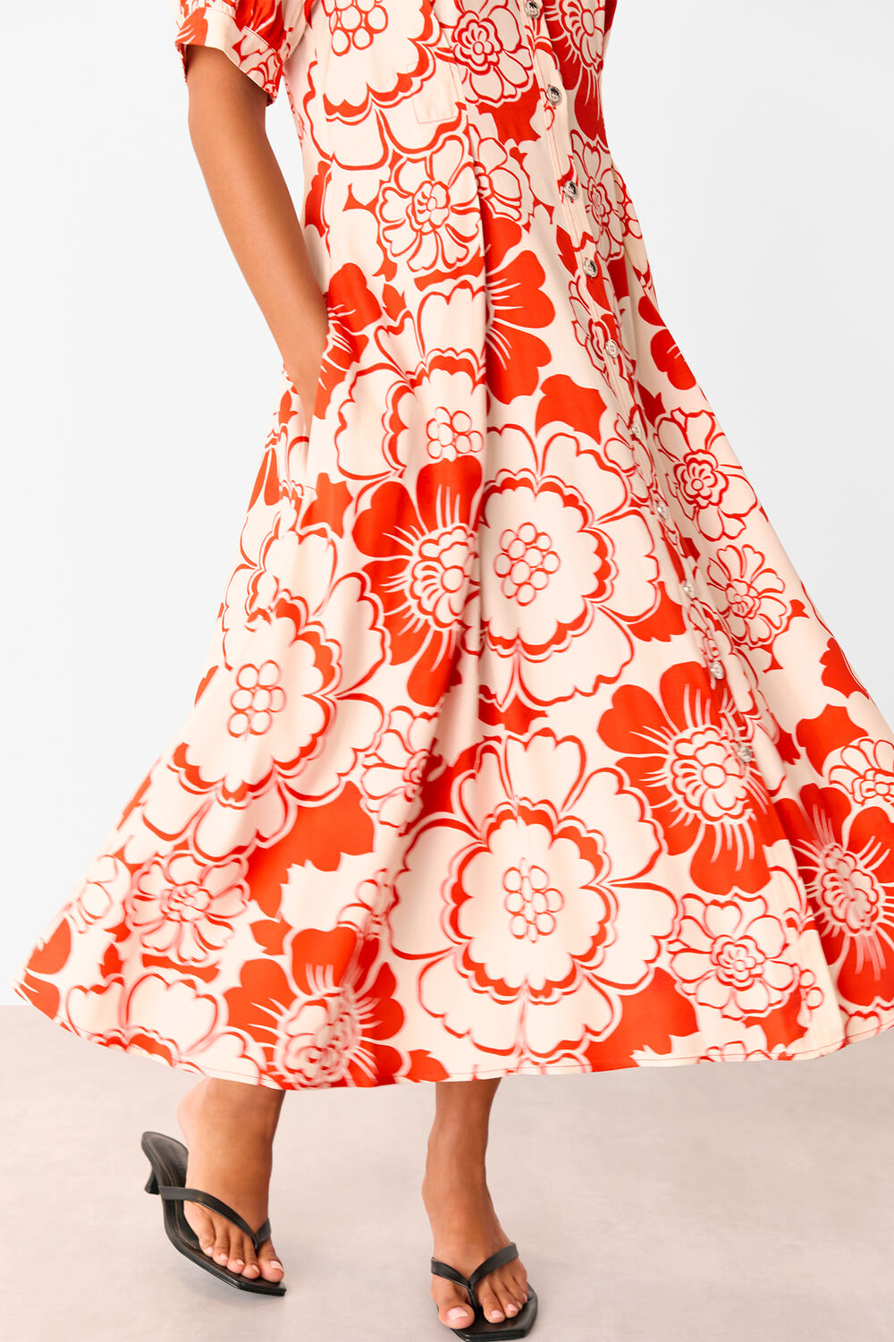Red Petite Bloom Floral Midi Dress
