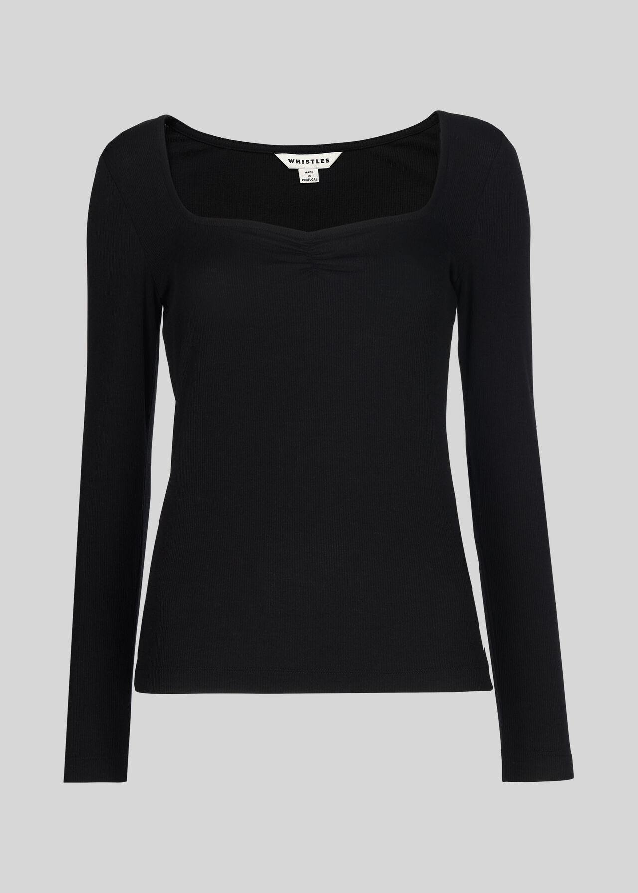 Sweetheart Front Rib Top Black