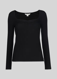 Sweetheart Front Rib Top Black