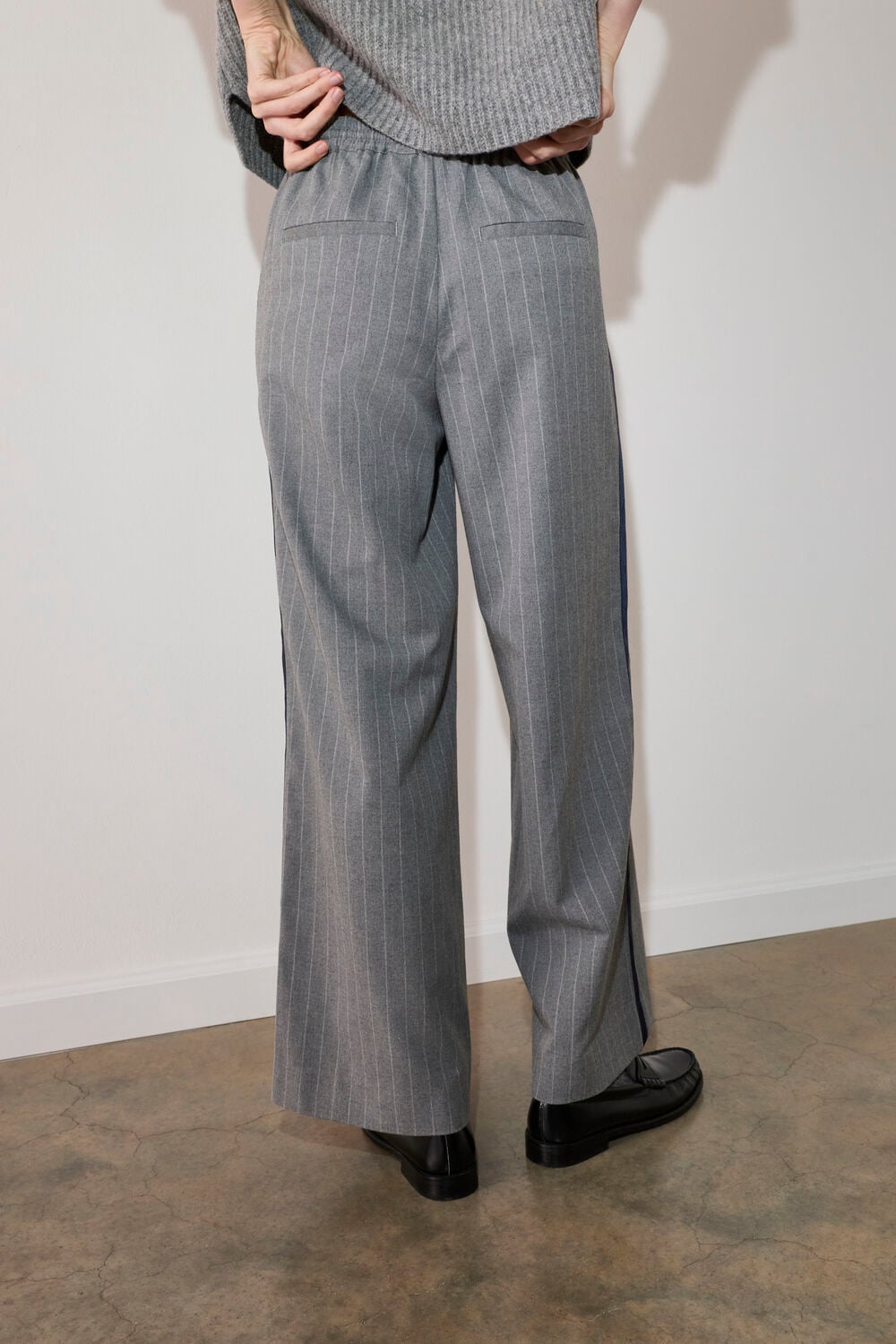 Grey Side Stripe Flannel Jogger