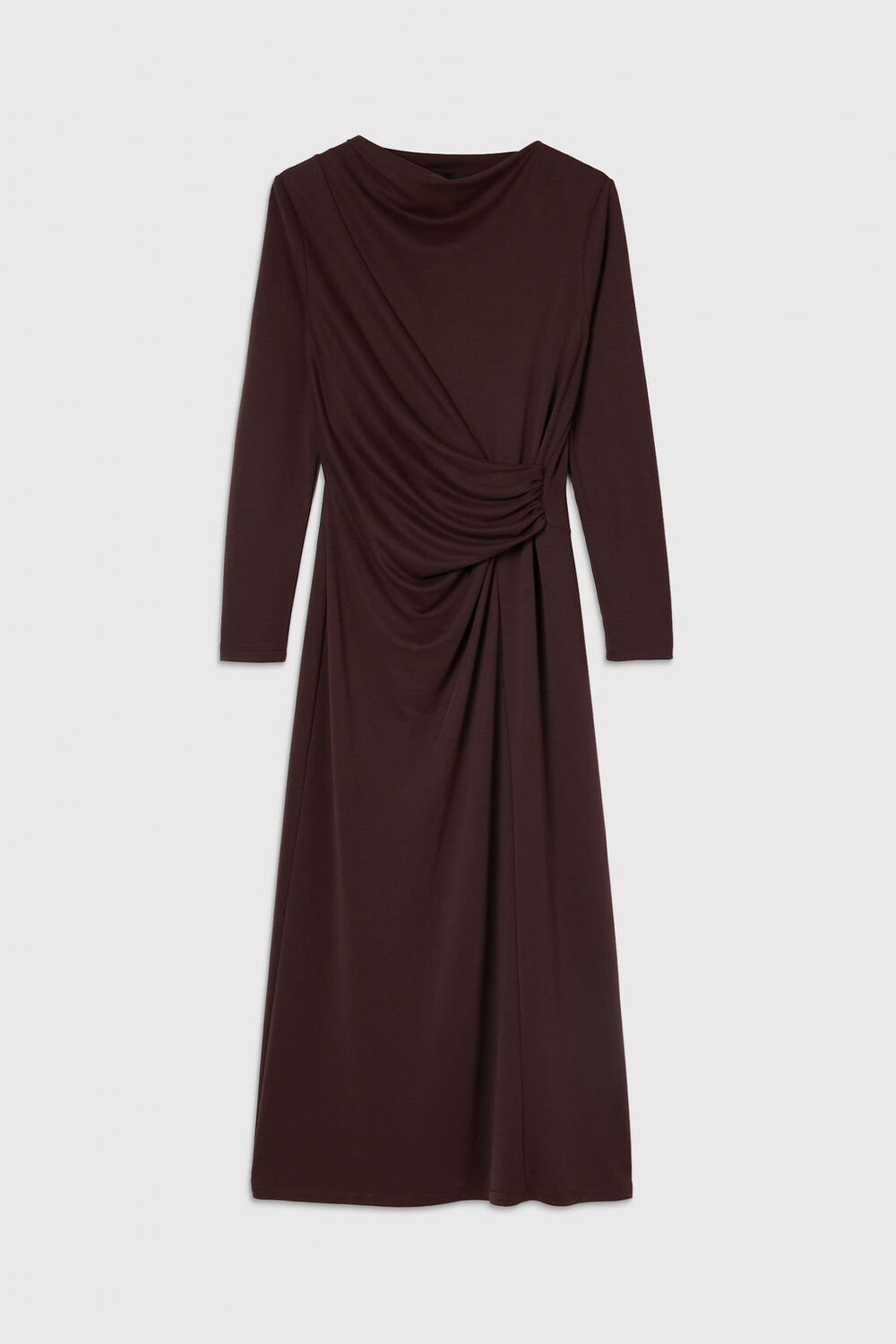 Chocolate Petite Ruched Detail Midi Dress
