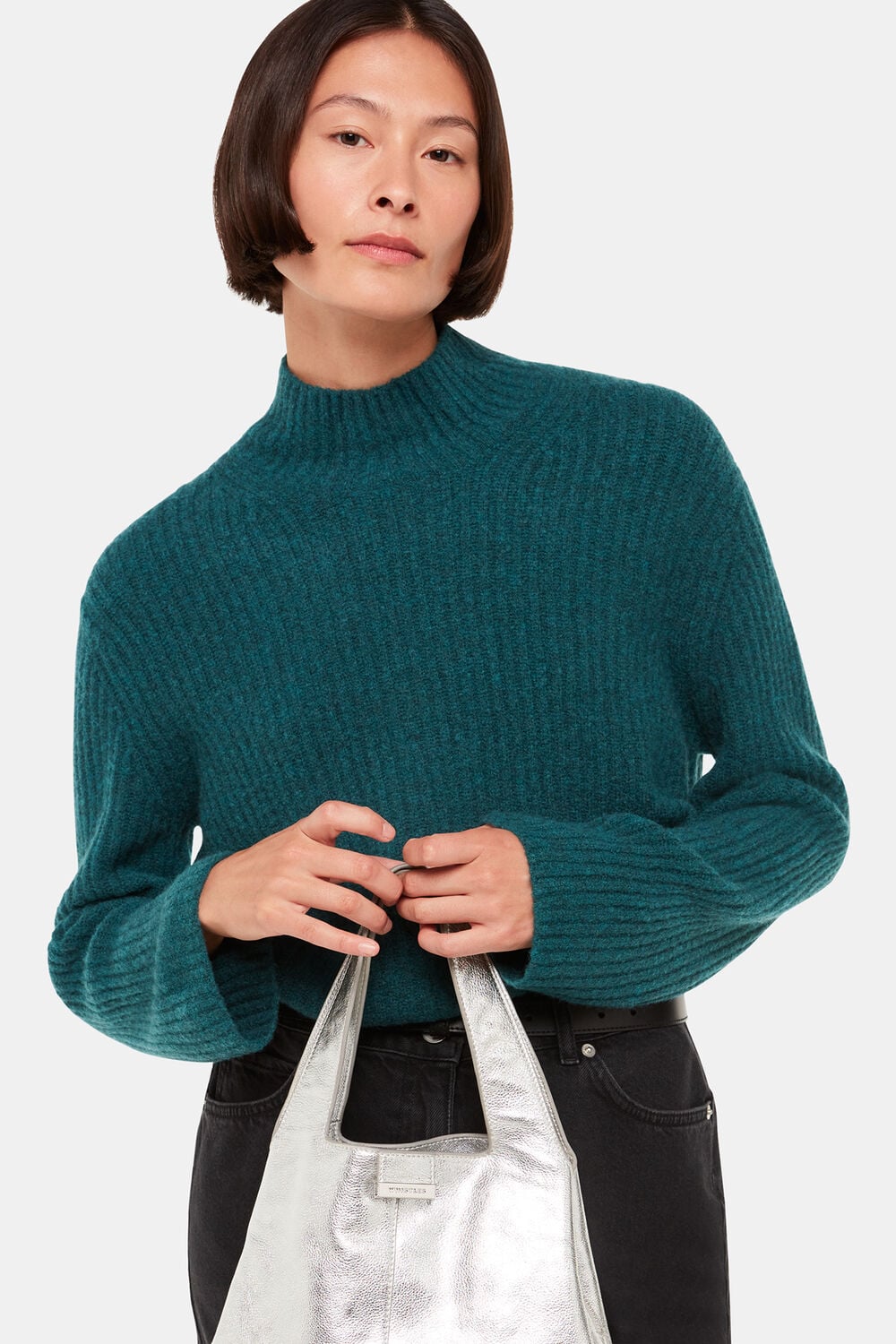 Wool Mix Rib Funnel Neck