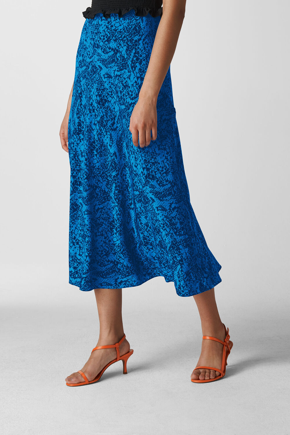 Snake Print Silk Skirt Blue/Multi
