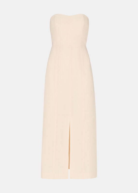Neutral Bandeau Linen Blend Dress