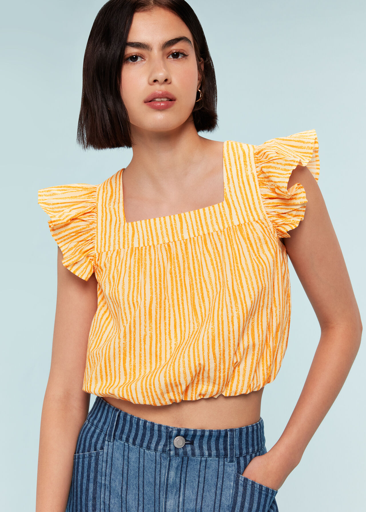 Chalk Stripe Print Top