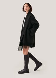 Double Face Wool Fringe Coat