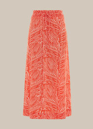 Tiger Palm Smocked Waist Skirt Red/Multi